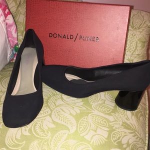 Donald Pliner black round toe high heel shoes